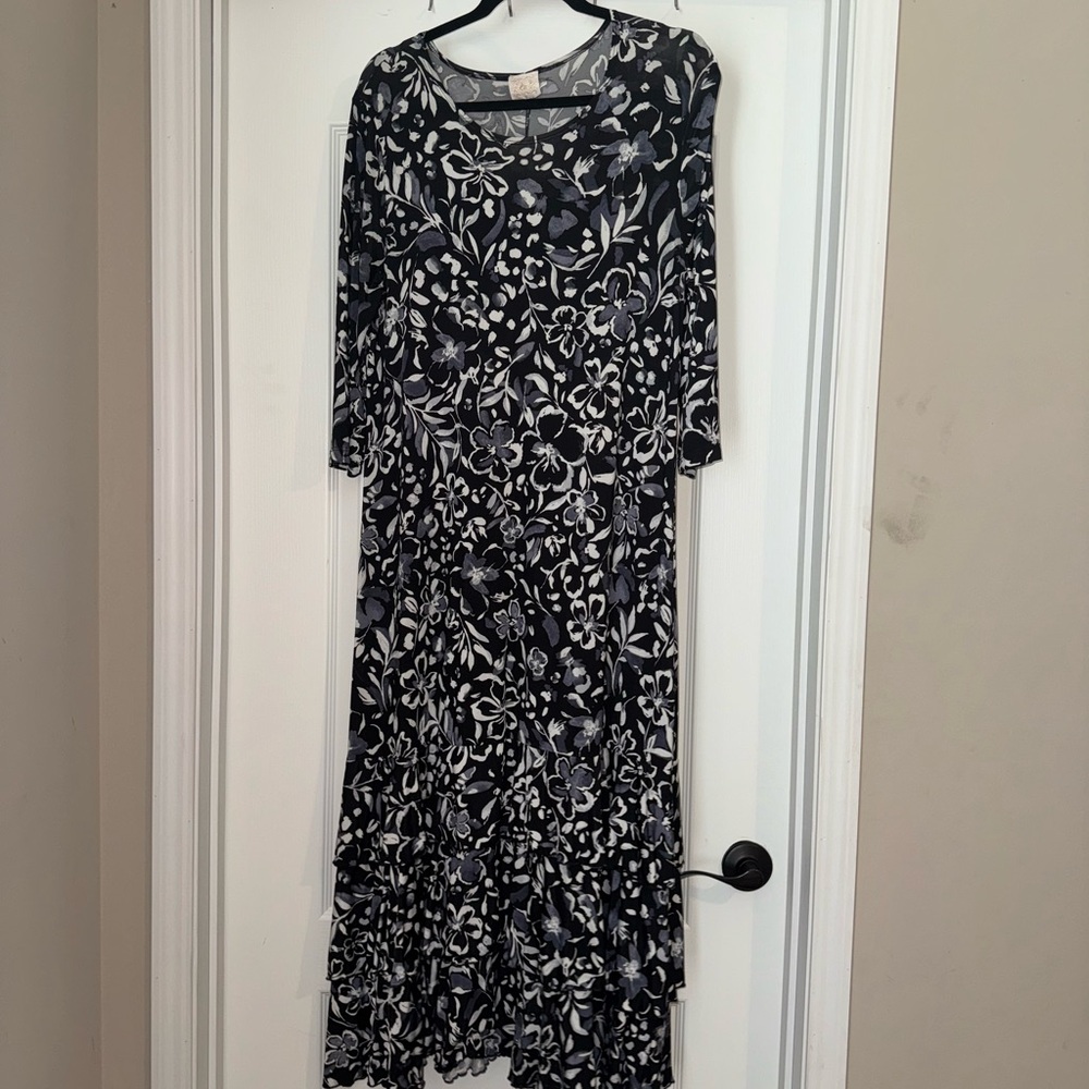 Floral Black and White Dress